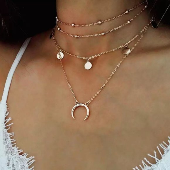 Upside down layered choker moon necklace - Picture 1 of 1
